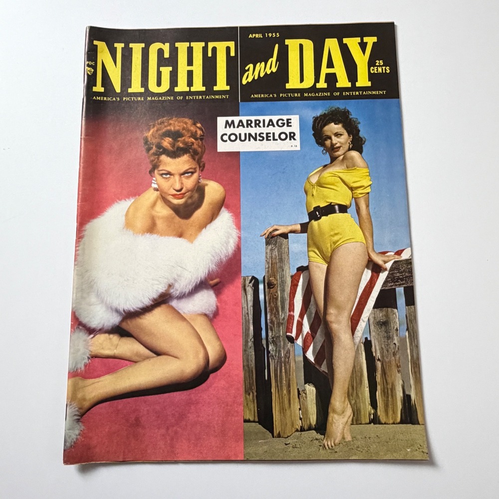 Vintage Night and Day Magazine April 1955 Glamour Cover Mid Century Ads Ephemera